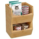2 Set Open Front Small Stackable Storage Bins, Bamboo Stacking Storage Bins Snack Tea Bags Fruits Spices Countertop Storage, Rustic Organizer...