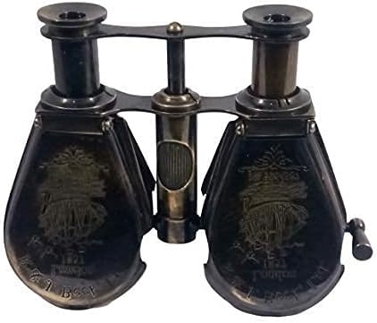 Vintage Brass Binoculars, Antique Folding Monocular Nautical Telescope Spyglass Replica in Black