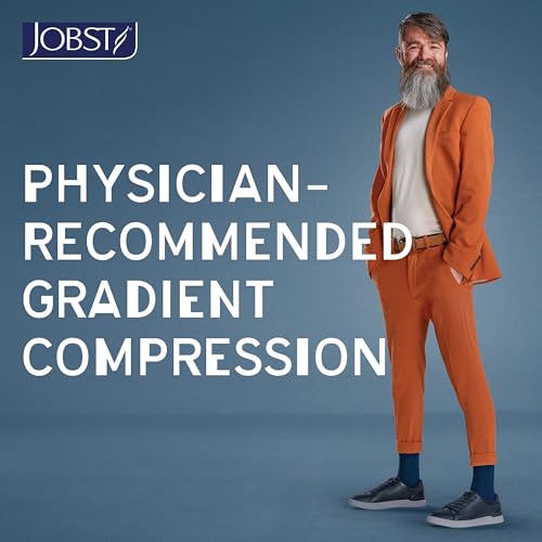 Image of JOBST forMen Compression Socks 20-30 mmHg Knee High, with SoftFit Band, Closed Toe, Black, X-Large Full Calf