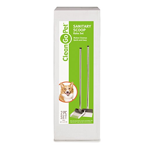 Clean Go Sanitary Dog Poop Scooper, 36” Length – Uses Chrome-Plated Steel & Rake-Style Tines To Scoop Dog Waste On Grass #TOP4