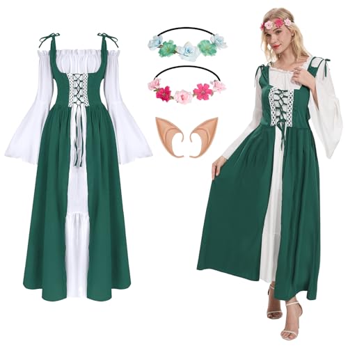Robe médiévale femme en pack complet avec accessoires fantastiques