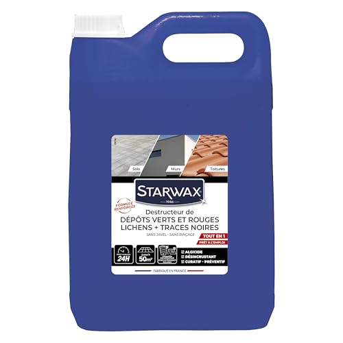 Starwax Destructeur De Dépôts Verts Prêt À L'Emploi - 5L Élimine En Profondeur Les Lichens Et Algues , Vert