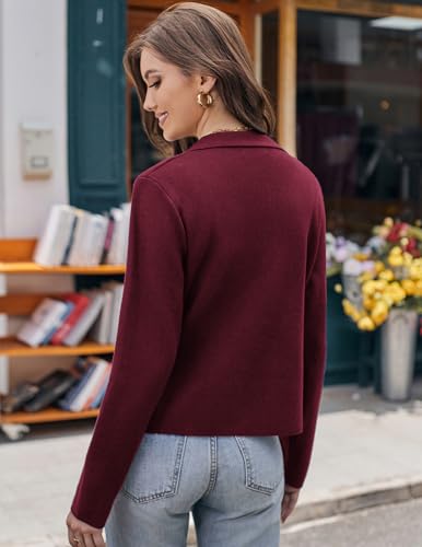 Image of GRACE KARIN Women Sweater Blazer Casual Work Croppped Cardigan Lightweight Button Front Short Knit Blazer Jacket S-XXL