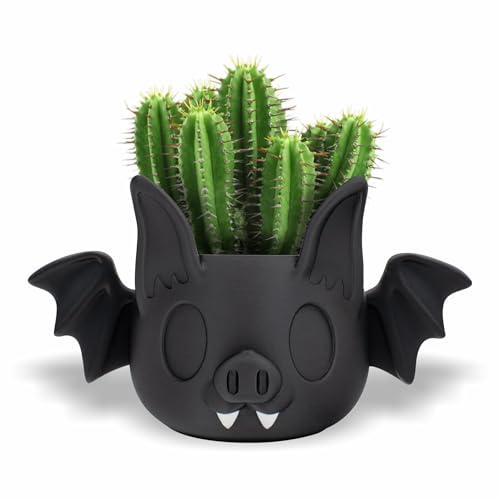 Flying Bat Planter Pot with Drainage, Gothic Decor, USA