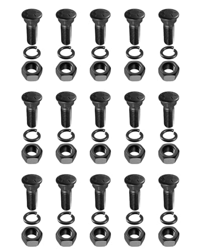 NTSUMI - 15Pcs Cutting Edge Plow Bolts 3/4"-10 x 2-1/2", Snow Plow Bucket Bolts & Nuts Grade 8 40CR Steel, Grader Blade Coarse Hex Cap Dome Head Screws for Tractor Construction Machinery