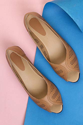 Image of Shezone Beautiful Beige Colour Synthetic Material Bellies for Womens from 4624 Beige