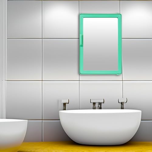 Image of PGen Small Size Mini Wall Mounted Mirror Storage Cabinet Organiser Shelf for Bathroom Kitchen Washbasin Dressing Room (Light Green)