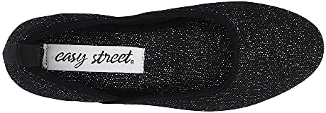 Easy Street Women's Fe Ballet Flat Sneaker, Black Metallic Knit, 7 X-Wide | Image 1