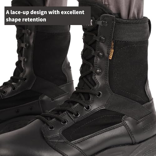 IODSON Men's Breathable Work Tactical Military Boots Lightweight Combat Army Motorcycle Jungle boots(Black 7) by IODSON - Used condition - Image 5