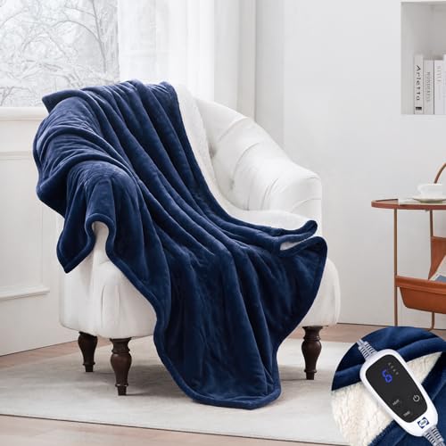 Sealy Cobertor Aquecido, Flanela E Manta Elétrica Sherpa Com 6 Ajustes De Calor E Desligamento Autom