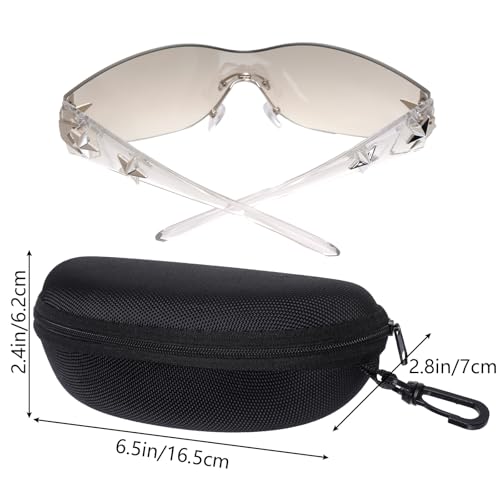 Nydotd Rimless Y2K Sunglasses Wrap Around Trendy Glasses for Women Men Frameless Sun Glasses 2000S Fashion Cool Shield Shades4