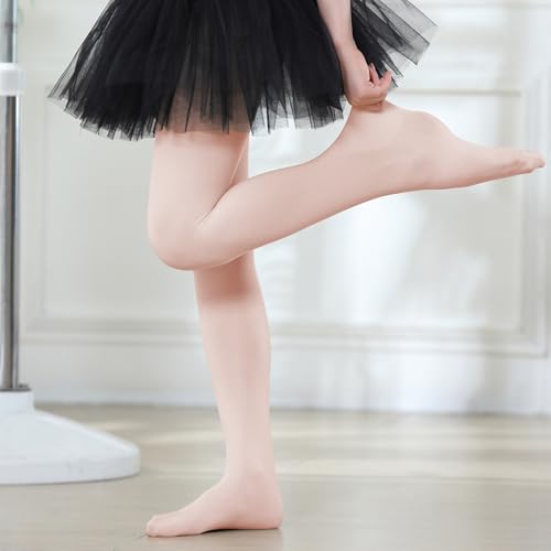 Image of DIPUG Ballet Tights for Girls - Thick Soft Footed Dance Tights for Toddlers and Kids