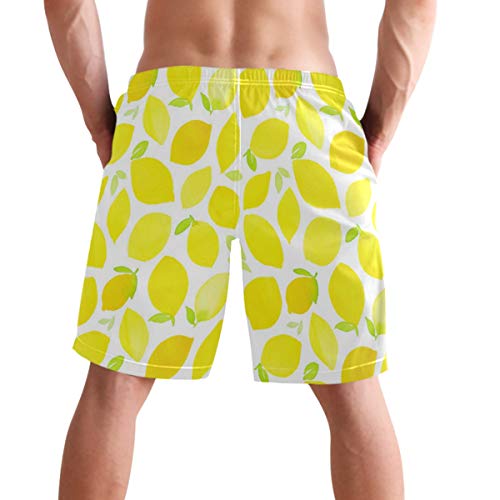 visesunny Beautiful Lemon Print Men's Beach Short Hot Summer Swim Trunks Sports Running Bathing Suits2
