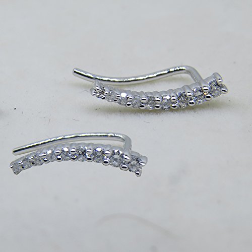 Dazzlingrock Collection 0.25 Carat (Ctw) Round White Diamond Ladies Crawler Climber Earrings 1/4 Ct, 10K White Gold #TOP2