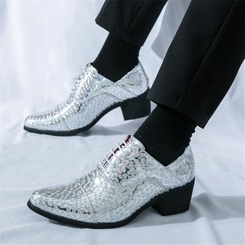 Mens Oxfords Wedding Dress Leather Pointed Toe Derby Western Party Ballroom Prom Heel Shoes for Men 5