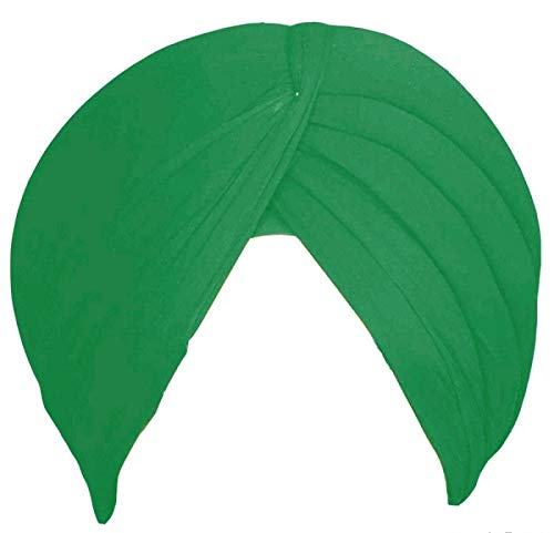 Turban sikh d'exception en voile vert de 6,5 m pour cérémonies