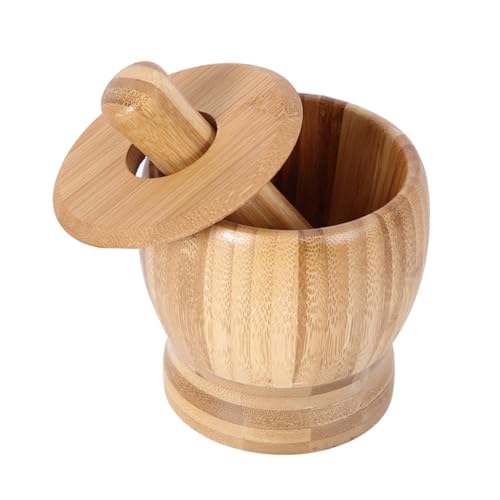 GRIRIW Garlic Press and Pestle Set for Kitchen Use Large with Lid Food Preparation Accessories for Home and Restaurant Cooking for Spice and