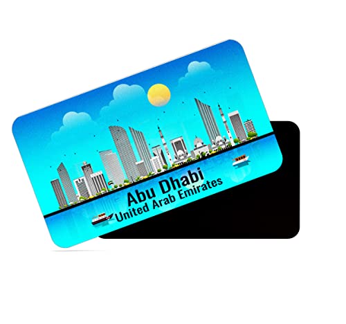 Image of dhcrafts Rectangular Rubber Fridge Magnet /Magnetic Card Blue United Arab Emirates Abu Dhabi Design Pack of 1 (8.6cm x 5.4cm)