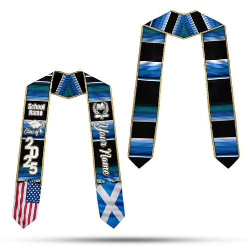 Artparel Scotland Graduation Sash Custom Scotland American Flag Graduation Sash 2025 Scotland Graduation Stole Customize (SCL5)