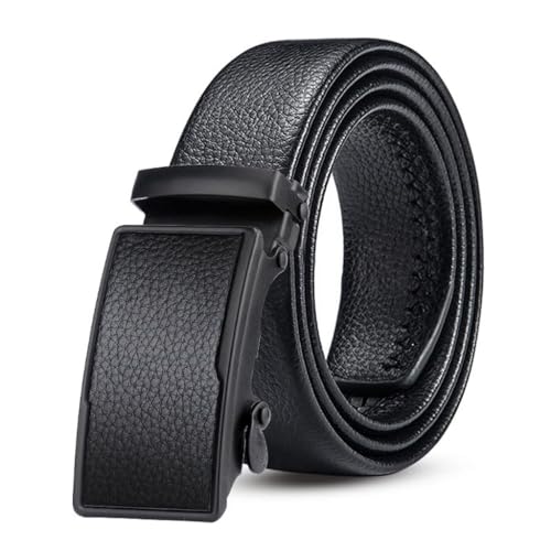 JSEIAJB Men's Belt With Lychee Pattern Scratch Resistant Automatic Buckle Waist Belt