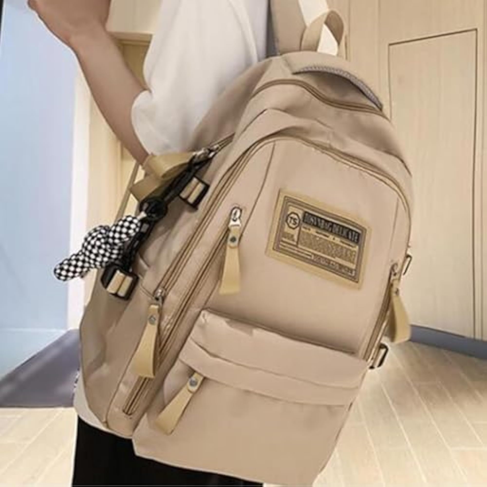 Women Backpack Knapsack Laptop School Backpack, Khaki
