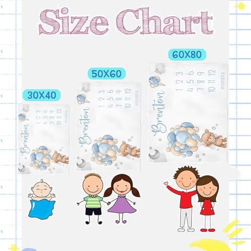 Image of OLIVE OLIVIA Personalized Monthly Baby Milestone Blanket, Baby Months Blanket, Perfect Custom Newborn Gifts,30 inchx40 inch