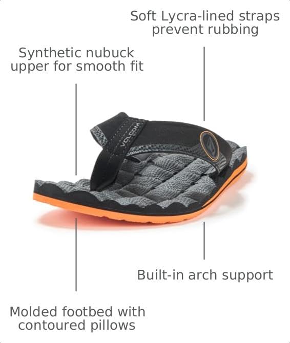 Image of Volcom Men's Recliner Sandals - Water-friendly Flip Flops With Comfort Foam Footbed