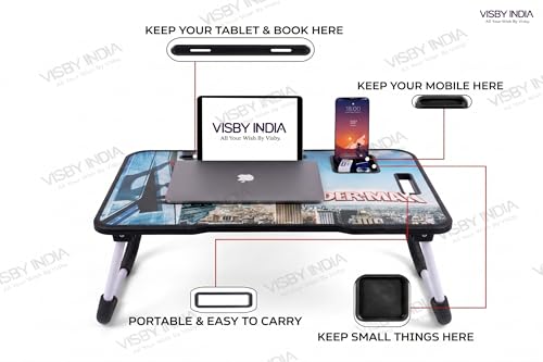 Image of Smart Multipurpose Foldable Laptop Table with Cup Holder, Study Table, Bed Table, Foldable and Portable /Ergonomic & Rounded Edges /Lifetime Non-Slip Legs (Spiderman-New)