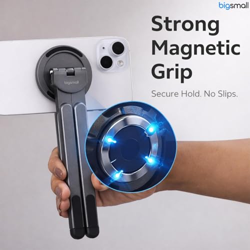 Image of Bigsmall Magpivot Adjustable Foldable Laptop Stand Magnetic Phone Holder, Anti-Slip Aluminium Alloy, Adjustable Elastic Expands Up to 2 Inches, Portable, Compatible with 4-16 Inch Devices, Pack of 2