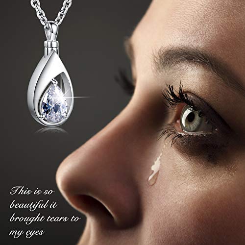 925 Sterling Silver Cremation Jewelry Memorial CZ Teardrop Ashes Keepsake Urns Pendant Necklace for urn Necklaces Ashes Jewelry Gifts2