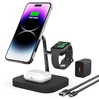 Boaraino Caricatore Wireless Magnetica, 3 in 1 Stazione di Ricarica Wireless Compatibile coniPhone...