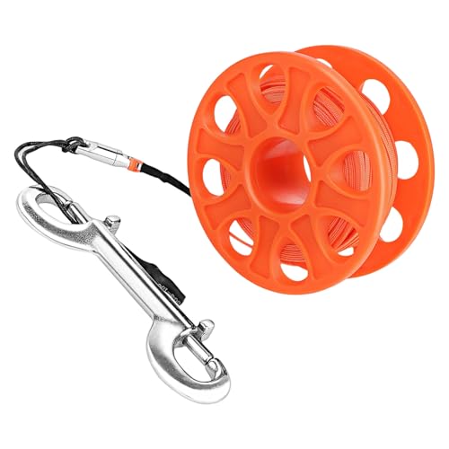 Carrete de dedo para buceo con cabo de guia y mosqueton doble