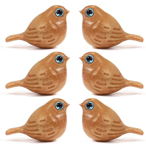 Set de 6 Figuras de Pájaros de Madera Decorativas miniatura 1