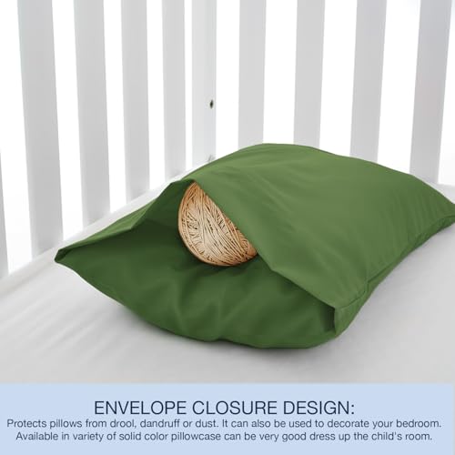 Image of EXQ Home Toddler Pillowcases 13x18 Travel Pillow Case Set of 2, Small Pillow Case Fits Baby Pillow Sized 12x16, 13x18, Kids Pillowcases 2 Pack Machine Washable with Envelope Closure (Dark Green)
