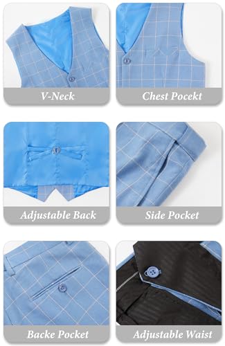 Men's Suit 3 Piece Plaid Suits for Men Two Buttons Blazer Jacket Vest Pant Suit Tuxedo Set for Wedding Business Prom4