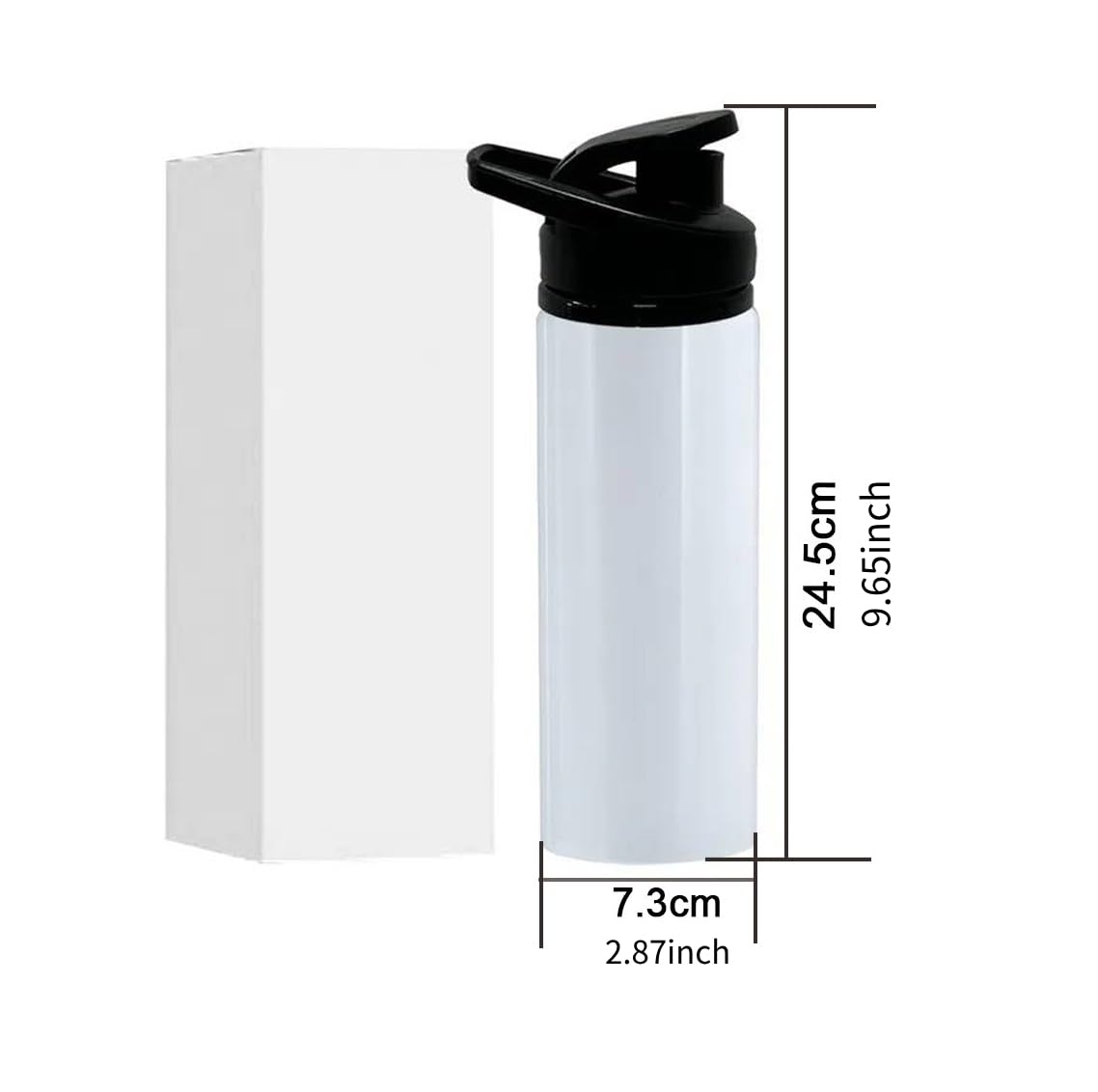 Limitronix Confezione da 10 borracce da 750 ml, in alluminio, per sport all'aria aperta, con coperchio portatile, stampa a trasferimento di calore fai da te, bottiglie d'acqua dritte portatili per