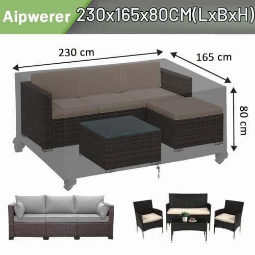 Aipwerer Abdeckung Gartenmöbel, Abdeckplane Gartenmöbel 230x165x80cm – Ansicht 2