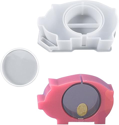 Miniatura 1 de KyeeaDIY 2 piezas de moldes de resina para almacenamiento de elefante, hipopótamo, cerdo, molde de silicona, moldes para monedas, caja de joyería de