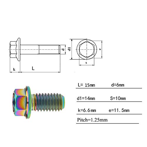 Tornillos hexagonales de titanio M8 con cabeza de brida pequeña color arco iris 2