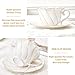 DUJUST Luxury Tea Cups and Saucers with Golden Trim, White Porcelain Tea Set of 4(7oz), British Style Coffee Cup Set, Beautiful Tea Set for Women, Tea Party Set, Gift Package - White