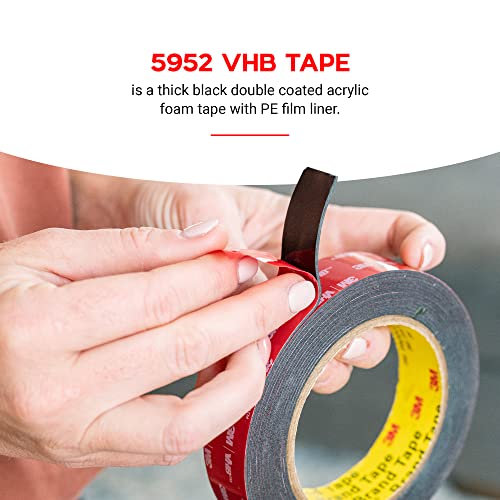 Bullshark Bond Black 3M Heavy Duty 1 Inch Double Sided Tape Mounting Tape Waterproof Foam Tape Vhb 5952, 15 Feet Length, Multipurpose For Car, Led Strip Lights, Office, Home Decor, Office Décor #TOP2