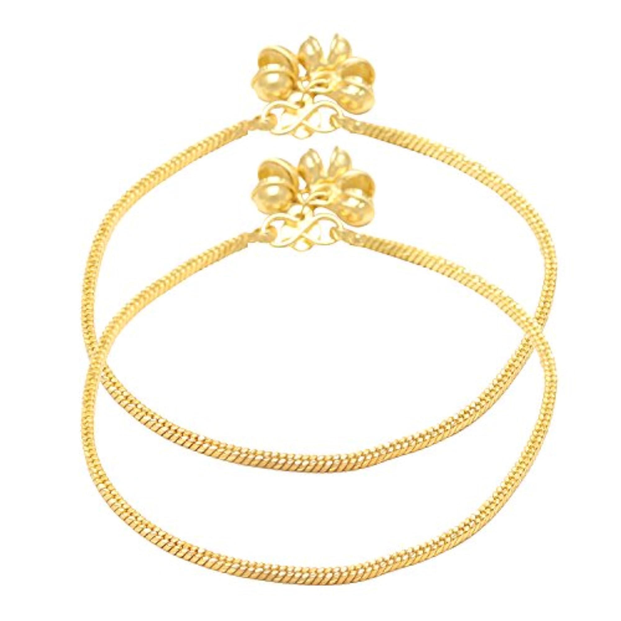 Women's Gold Plated Traditional Square Rope Design Anklet