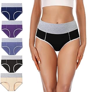 Senllori Damska bielizna bawełniana, figi wyszczuplające z wysoką talią, majtki damskie plus size, wielopak