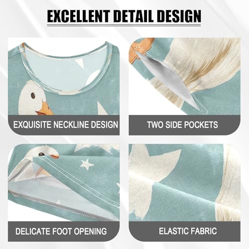 senya Short Sleeve Pajamas Sets Summer Cotton Sleepwear White Duck Star4