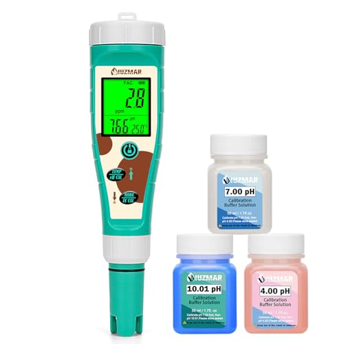 UIUZMAR Mesureur de pH Chlore Sel pour Piscine Testeur D'hydrogène pH PPM ORP pour Eau Potable Affichage Simultané 8 en 1 Testeur ph, Sel, Chlore, H2, ORP,...