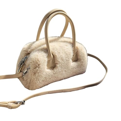 LCSVCCXA Bolsa de Inverno de Pelúcia, Bolsa de Ombro para Casa E Trabalho, Ideal para Deslocamentos Diários No Outono E Inverno, Cor de Damasco