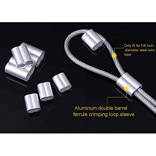Luckkyme LKUGIK Pack Of 50 Aluminum Crimping Loop Sleeve Cable Crimp For 1/4 Inch Diameter Double Ferrule Wire Rope And Cable  thumb #3