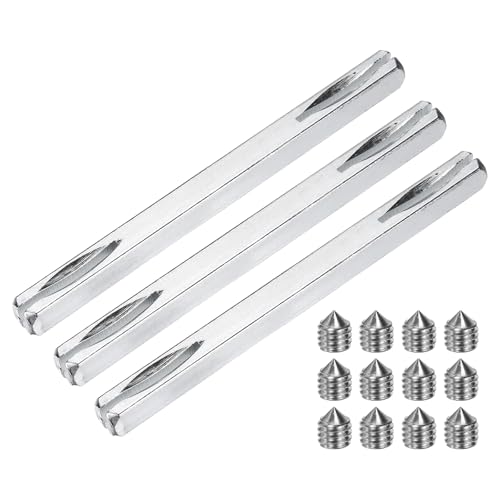 uxcell 3 piezas de husillo de perilla de puerta, 110 mm de largo, barra de husillo de repuesto con tornillos hexagonales, piezas cuadradas de repuesto para montaje de muebles, proyectos de bricolaje