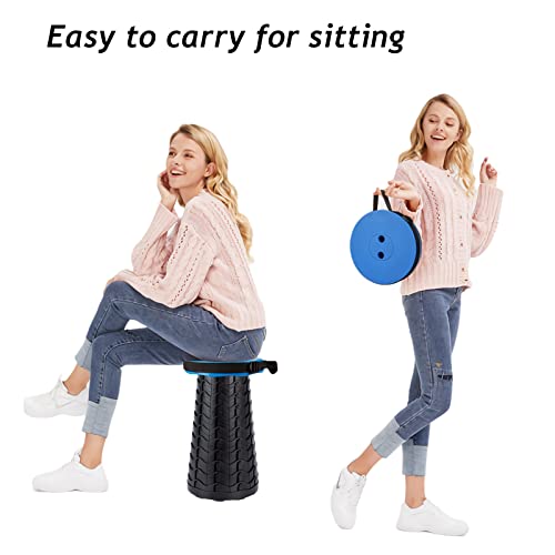Srynriwim Collapsible Stool, 2022 Upgraded Portable Folding Stool Lightweight And Sturdy, Indoor Telescopic Stool Non-Slip, Waterproof Camping Stool For Outdoor Fishing Hiking Gardening Bbq(Blue) #TOP2