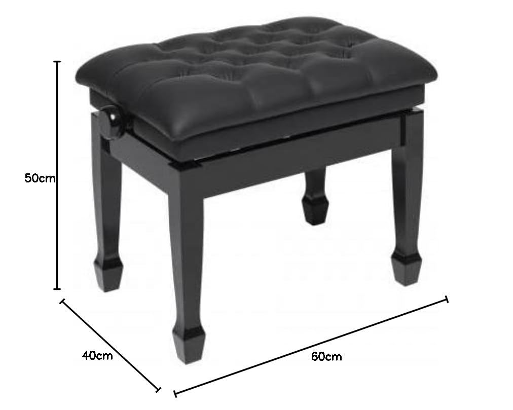 Panca per pianoforte idraulico da concerto nero Highgloss con piano in vinile nero ignifugo